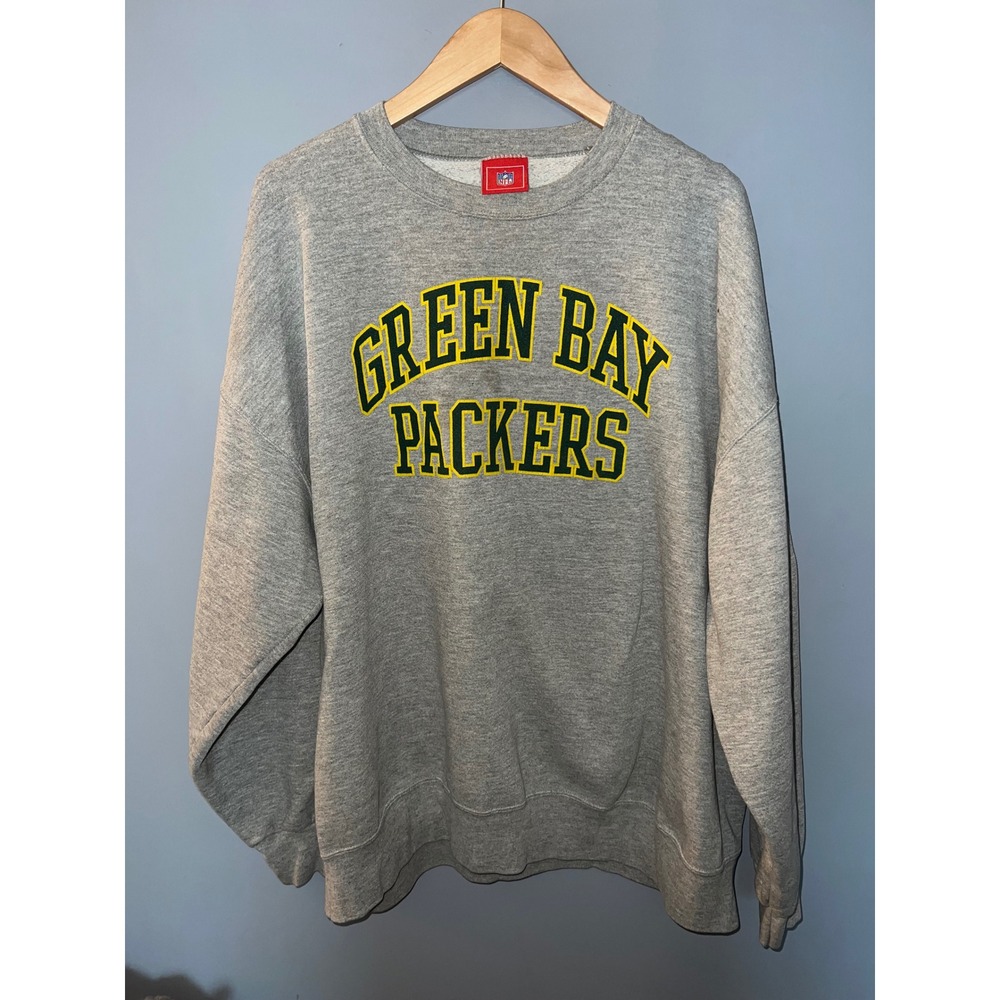 NFL Green Bay Packers Sweatshirt Heather Gray Graphic Pullover Crewneck Mens 2XL